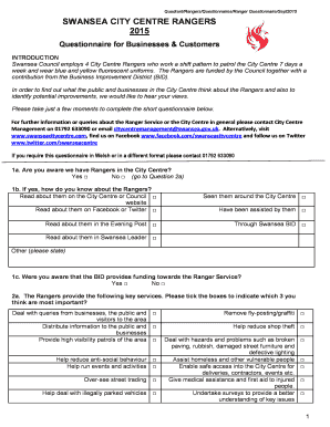 Swansea City Centre Ranger Service Questionnaire