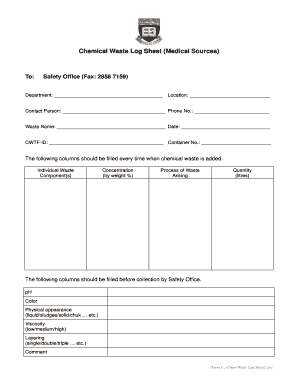 Chemical Waste Log Sheet