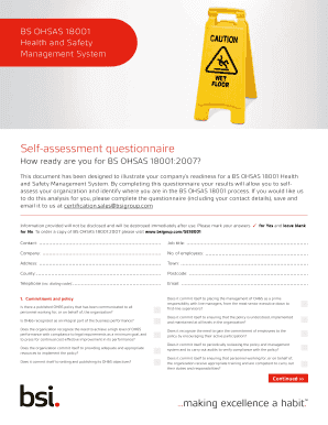 BS OHSAS 18001 Self-Assessment Questionnaire