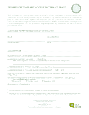 Tenant Space Access Authorization Form