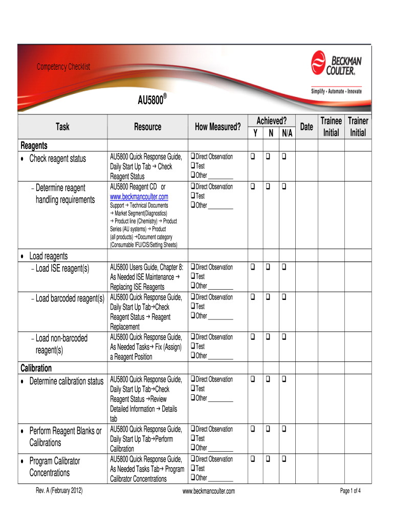 beckman coulter test menu pdf Preview on Page 1