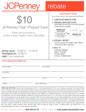 Jcpenney applications - cooks 4 slice toaster oven rebate