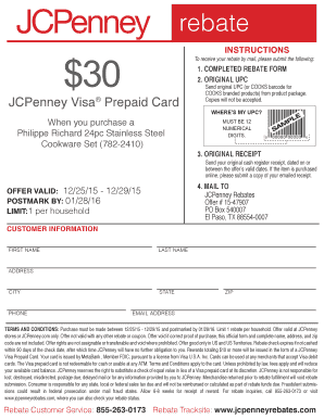 JCPenney Cookware Rebate Form