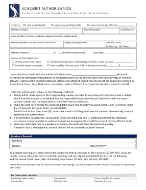 ACH Debit Authorization Form