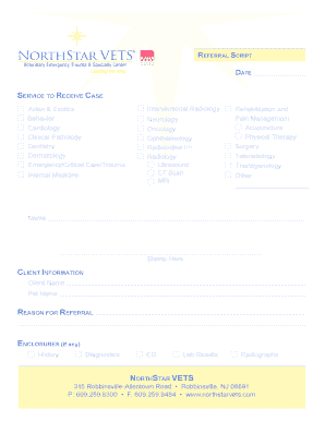 Veterinary Referral Form