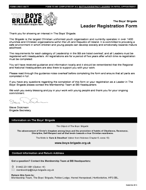 The Boys' Brigade Leader Registration Form