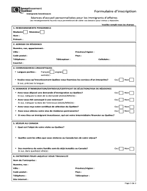 Formulaire d’inscription