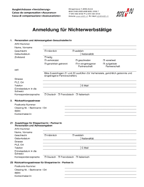Anmeldung für Nichterwerbstätige