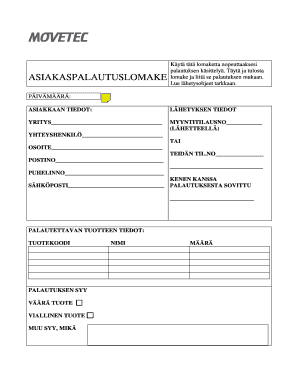 Customer Return Form