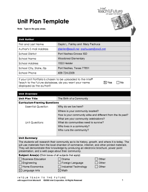 Unit Plan Template for Community Study