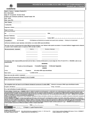 RICHIESTA BLOCCO/SBLOCCO IMEI PER FURTO/SMARRIMENTO