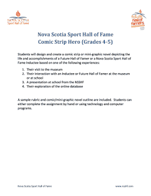 Nova Scotia Sport Hall of Fame Comic Strip Hero Assignment