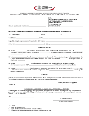 Istanza per la rettifica e/o attribuzione di dati erroneamente indicati sul modello F24