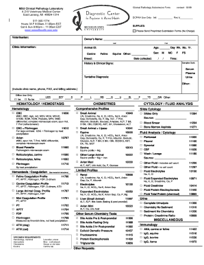MSU Veterinary Clinical Pathology Submission Form