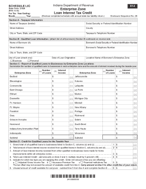Indiana Enterprise Zone Loan Interest Tax Credit Form