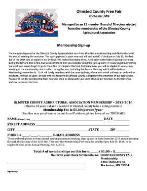 Olmsted County Agricultural Association Membership Form