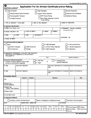 FAA Airman Certificate Application