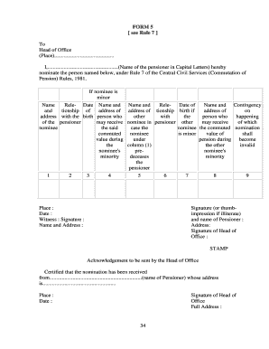 Pension Nomination Form