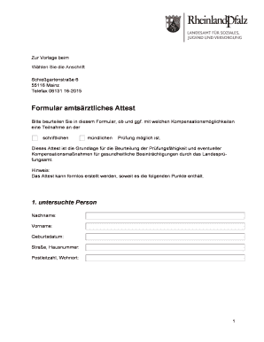Formular amtsrztliches Attest