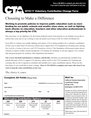 2010-11 Voluntary Contribution Change Form