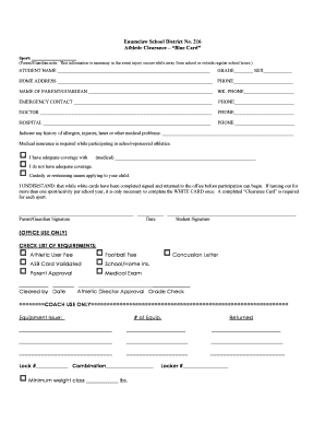 Athletic Clearance Form