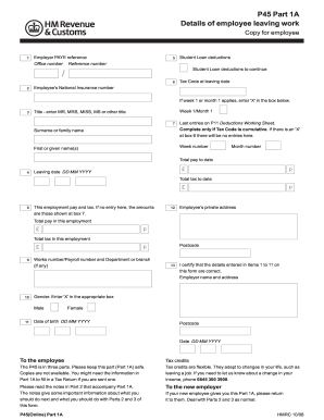 P45 Form Templates - Fillable &amp; Printable Samples for PDF, Word | PDFfiller