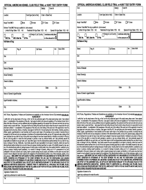 American Kennel Club Field Trial or Hunt Test Entry Form