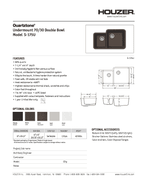 Houzer Undermount Double Bowl Sink Specification
