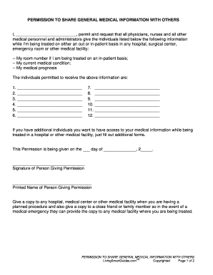 Permission to Share General Medical Information