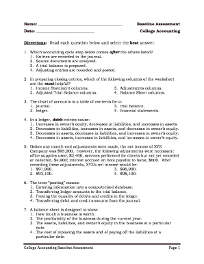 College Accounting Baseline Assessment
