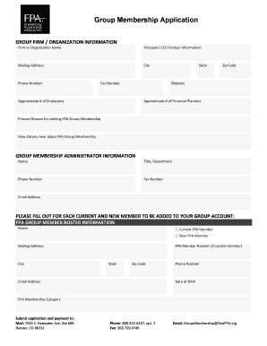 FPA Group Membership Enrollment Form