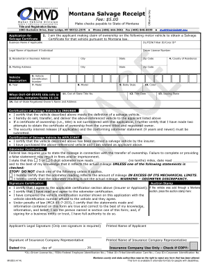 Montana Salvage Certificate Application