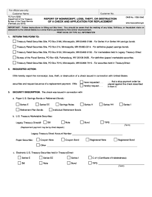 US Treasury Check Replacement Form