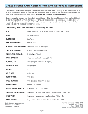 Chassisworks FAB9 Custom Rear End Worksheet