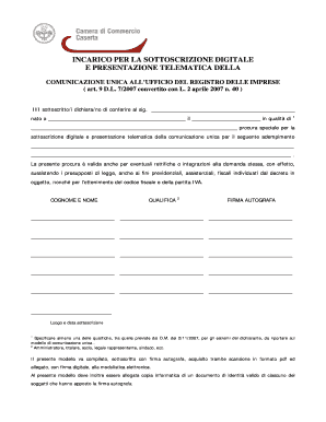 INCARICO PER LA SOTTOSCRIZIONE DIGITALE