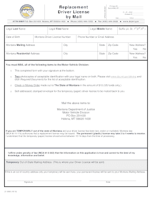 Montana Driver License Replacement Form