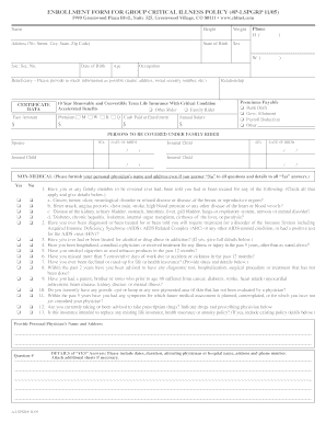 Group Critical Illness Policy Enrollment Form
