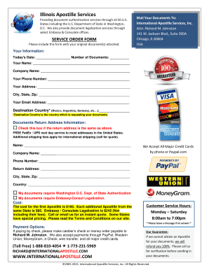 Illinois Apostille Service Order Form
