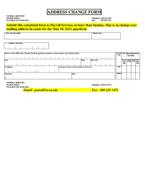 Address Change Form for Payroll Services