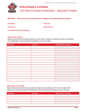 Volleyball Canada Letter of Good Standing