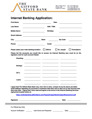 Internet Banking Application Form
