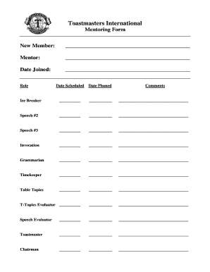 Toastmasters Mentoring Form