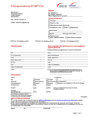 Prüfungsanmeldung ISTQB® CTAL