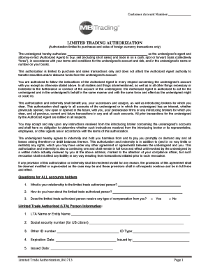 Limited Trading Authorization Form