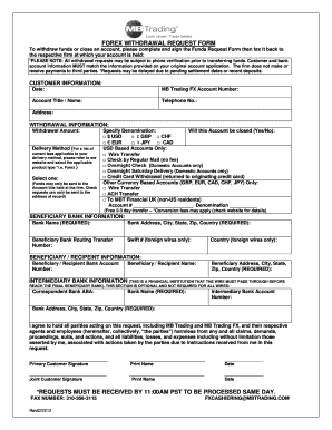 Forex Withdrawal Request Form