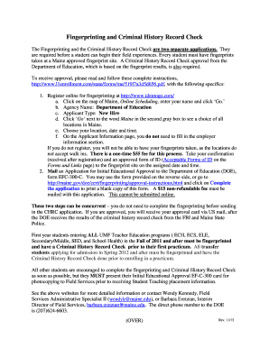 Maine Fingerprinting and Criminal History Record Check Application