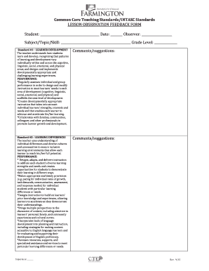 Lesson Observation Feedback Form