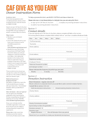 CAF Give As You Earn Donor Instruction Form