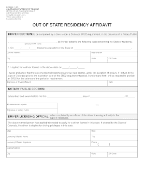 OUT OF STATE RESIDENCY AFFIDAVIT