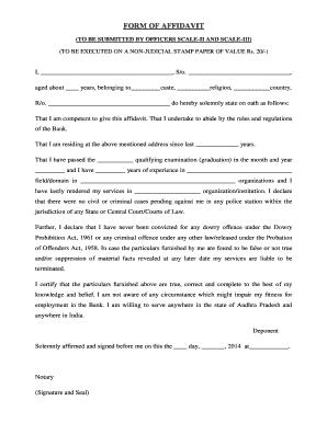 Affidavit for Bank Employment